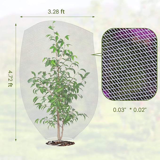 Mesh Plant Cover 3PCS,Garden Netting Mesh Outdoor,Netting for Tomato Plants,Garden Bug Netting Plant Cover,Bird Netting for Garden,Fruit Tree Netting (3.2 x 4.9 ft)