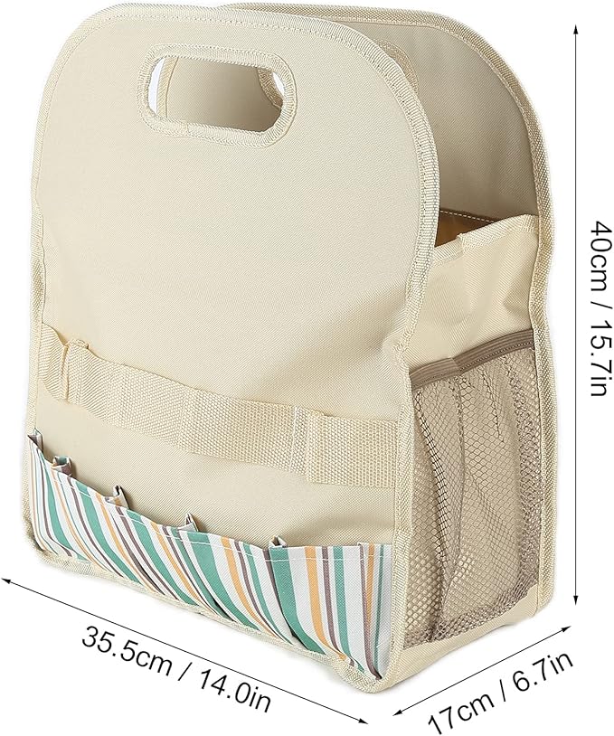L Garden Tool, Portable Gardeni Sto, Ox Cloth with 5 Slots and Mesh s, Multifunction Handbag for Fertilizers Tools (Khaki)