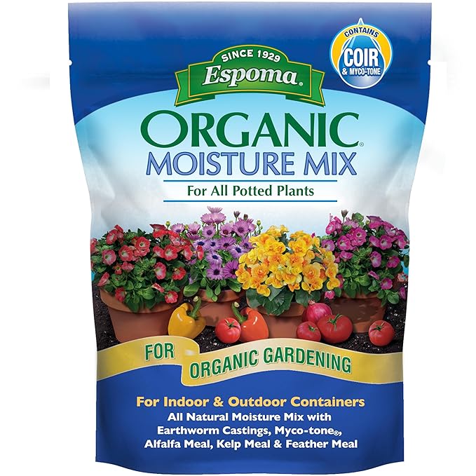 Espoma Organic Moisture Mix Potting Soil - All Natural Potting Mix for All Indoor & Outdoor Containers for Organic Gardening. 8 Qt. Bag Bag. Pack of 1