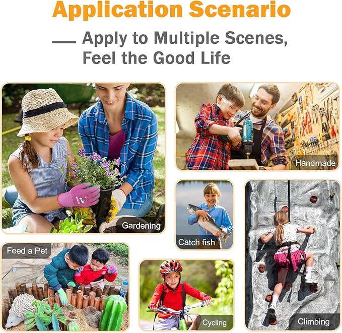 5 Pairs Kids Gardening Gloves Yard Work Gloves Children Soft Safety Rubber Coated Glove for Toddlers Youth Girls Boys Children (3-5yr S)