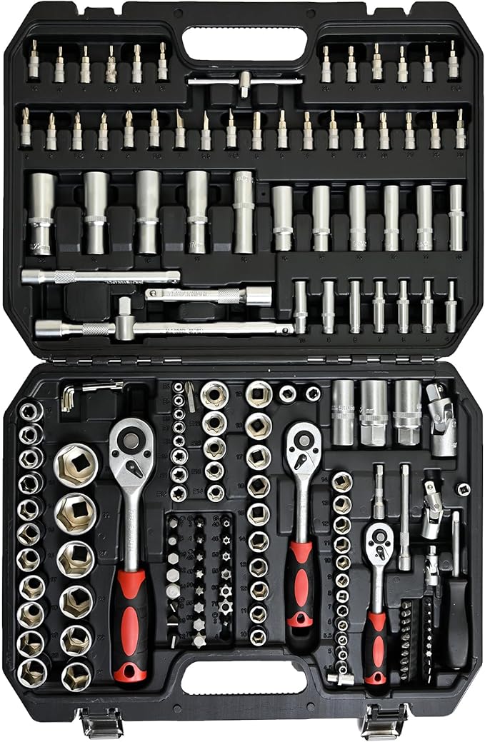 171pcs Artman Tool Set, Mechanics Kit, Socket and Ratchet Wrench Toolbox, General Household Hand Tool Set for Home, Universal Home Car Repair Tool Set, for DIY Enthusiasts, Handyman and Mechanics