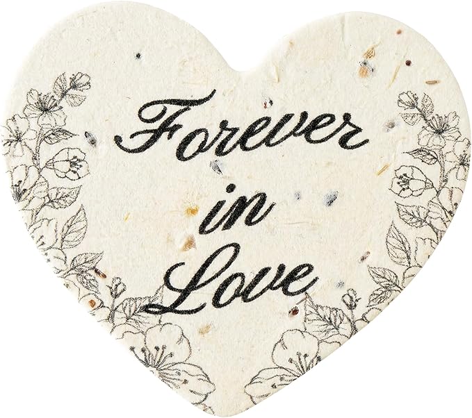 Plantable Wildflower Seed Paper - 48pcs Black & White Heart-Shaped for Funeral Favors, Memorial Gifts, & Sympathy Gifts for Loss of Father and Mother, Loved Ones