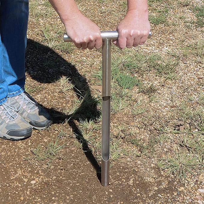 Soil Sampling Probe, 12/21in T Handle Soil Sampling Tool, Stainless Steel Soil Test Kit for Garden and Lawn Care (21in)