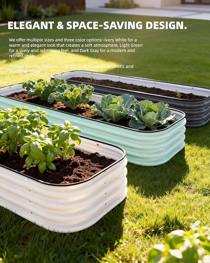 DaisyVibe Raised Garden Bed Kit, Planter Raised Garden Boxes Outdoor, Oval Large Metal Raised Garden Beds for Vegetables Flowers (Green, 5ftx2ftx1ft)