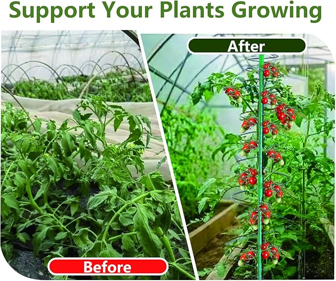 2 Pcs Tomato Cage Garden 53.6" Tall Metal Plant Cage Support Stretchable with Poles Stake Tomato Tower Garden Trellis for Vegetables Bean Climbing Plants Outdoor