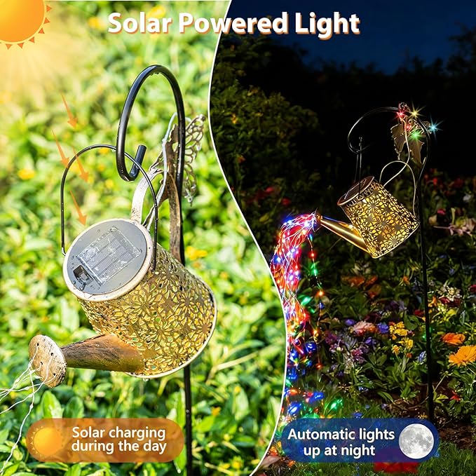 SRNPMIU Solar Watering Can Light, Solar Outdoor Decorative,Garden Decor Lights for Yard, IP65 Waterproof Hanging Lantern Landscape Lights, Garden Gifts for Mom, Grandma Women Birthday