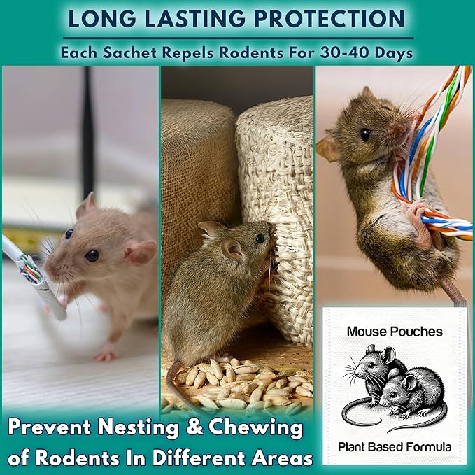 10Pack Natural Mouse Repellent Pouches Indoor Prepared with Botanical Scent Mice Repellent Pouches Rodent Repellent Pouches Mouse Deterrent Pouches for Home Attic Basement Shed Barns Storage Rvs etc
