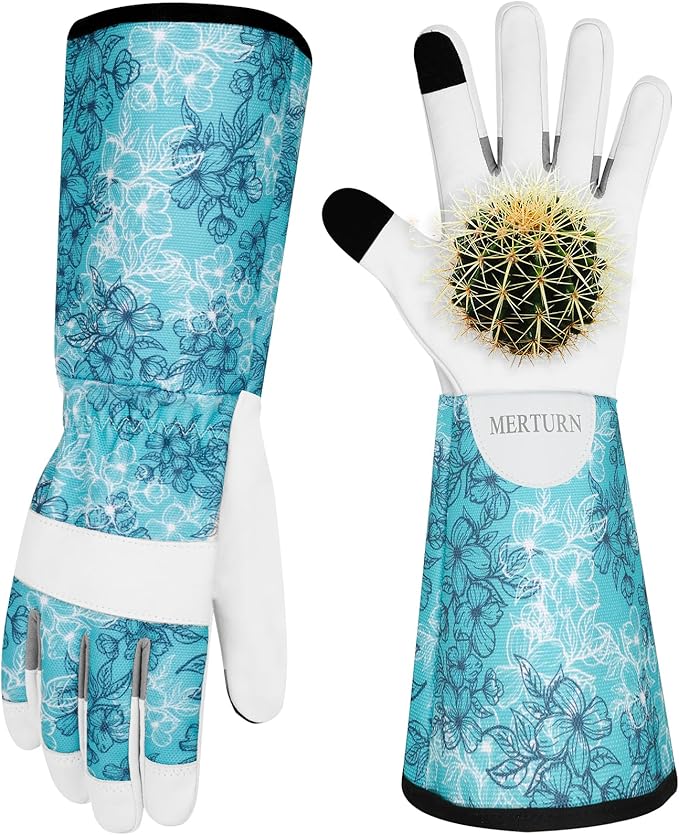 Leather Long Gardening Gloves for Women Thorn Proof Garden Gloves Yard Working Gloves