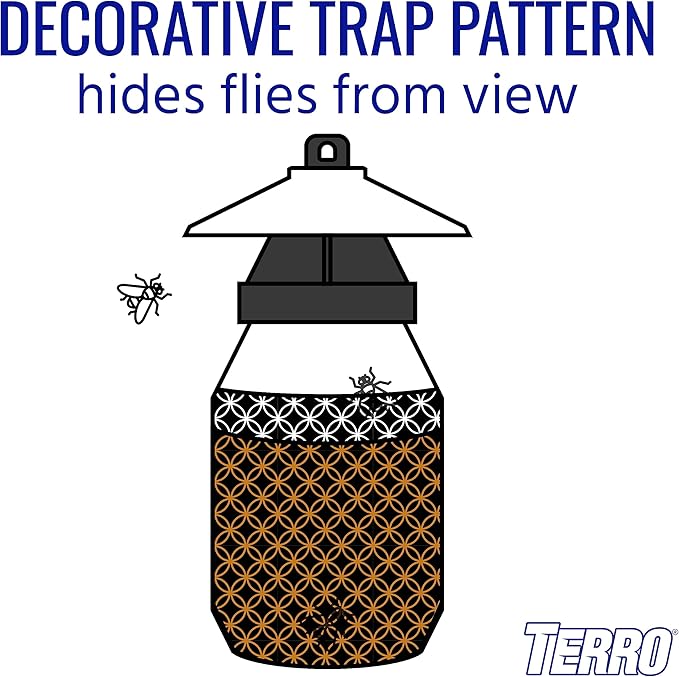 TERRO T380 Outdoor Reusable Fly Magnet Fly Trap - Poison Free Trap with Bait