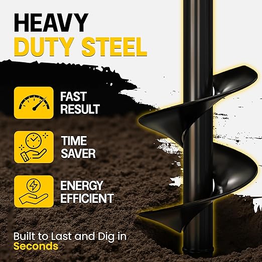 Sproot Garden Auger Drill Bit for Planting – 4 x 12 Inch - Umbrellas and Fences Auger Post Hole Digger for Gardening and Spiral Bulb Planter Tool – 3/8 Inch Hex Drive Compatible