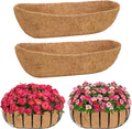 2 Pack 48 Inch Trough Coconut Liners for Planters- Natural Coco Liner Window Box Liners Replacement, Coconut Fiber Planter Liner for Outdoor Flower Planters, Deck Railings, Fence and Balcony