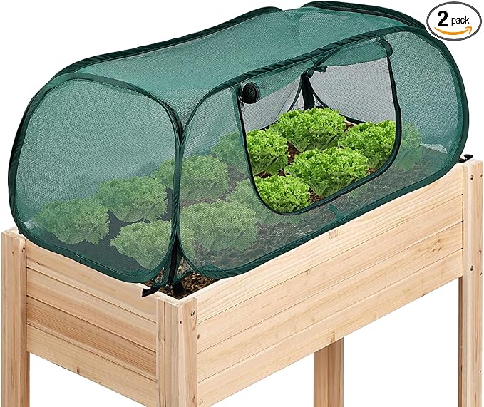 Garden Bed Cover 2 Pack, Mesh Netting Tent, Crop Cage for Raised Bed,- 30% Sunblock Shade Cloth with Metal Anchoring Spikes - Protects Plants Against Birds and Small Animals - 45"x22"x16"(H)