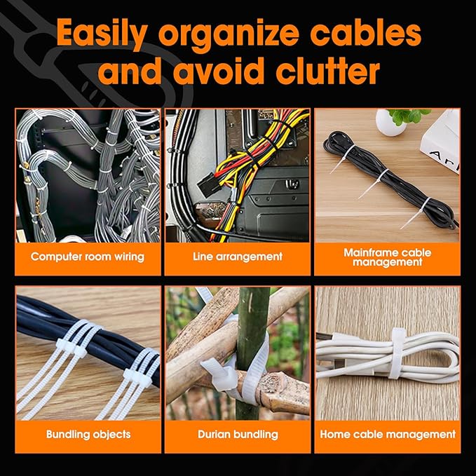 5000 PCS Zip Ties 4 Inch, Small Cable Ties with 18lbs Tensile Strength, White Zip Ties for Indoor and Outdoor Use, UV Resistant Wire Ties