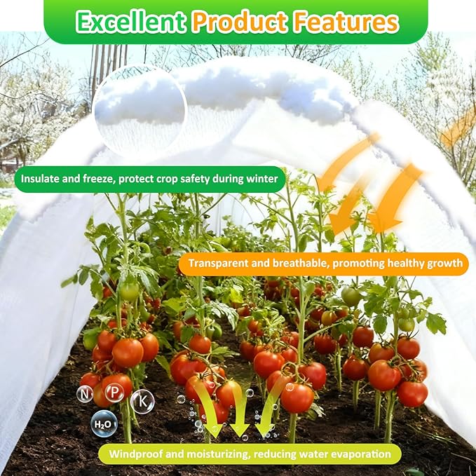 White Plant Covers Freeze Protection, 10 x 30 ft - 2 oz/yd² Frost Cloths for Outdoor Plants, Tree Covers Freeze Protection, Winter Garden Blanket, Sun Cover for Plants for Greenhouse, Vegetables