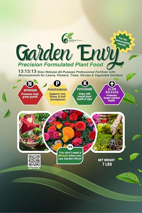 13-13-13 Slow Release All-Purpose Professional Fertilizer with Micronutrients for Lawns, Flowers, Trees, Shrubs & Vegetable Gardens, 7 lbs