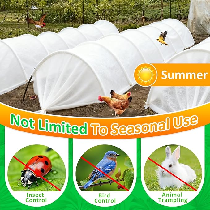 White Plant Covers Freeze Protection, 10 x 10 ft - 1.5 oz/yd² Frost Cloths for Outdoor Plants, Tree Covers Freeze Protection, Winter Garden Blanket, Sun Cover for Plants for Greenhouse, Vegetables