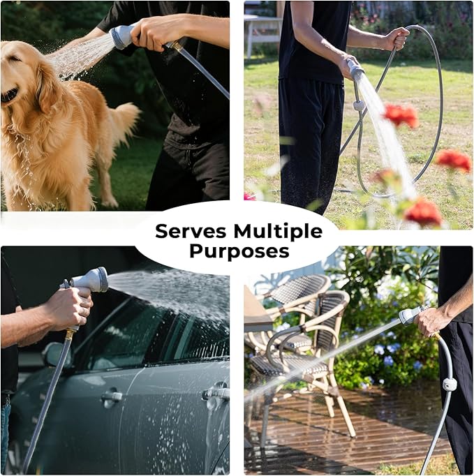 Retractable Garden Hose Reel,1/2 in x 100ft Wall Mounted Hose Reel, Optional Position Lock，Slow-Retract System，Wall Mounted，180°Swivel Bracket，Light Grey