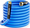 SPECILITE Hot/Cold Garden Water Hose 50 ftx 5/8 in, -50℉ To 190℉, Heavy Duty, Flexible, Burst 605 Psi, Lightweigh, Upgraded Rubber Pipe with 3/4" Brass Fittings For Backyard, Outdoor, Farm, Blue