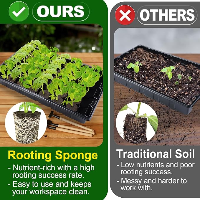 Bigmeta 100 Pcs Rooting Sponges, Starter Plugs for Seedlings or Cuttings, Rapid for Soil, Tray or Planting Pods Plant Rooter, Promotes Herbs Vegetable Flowers Growth