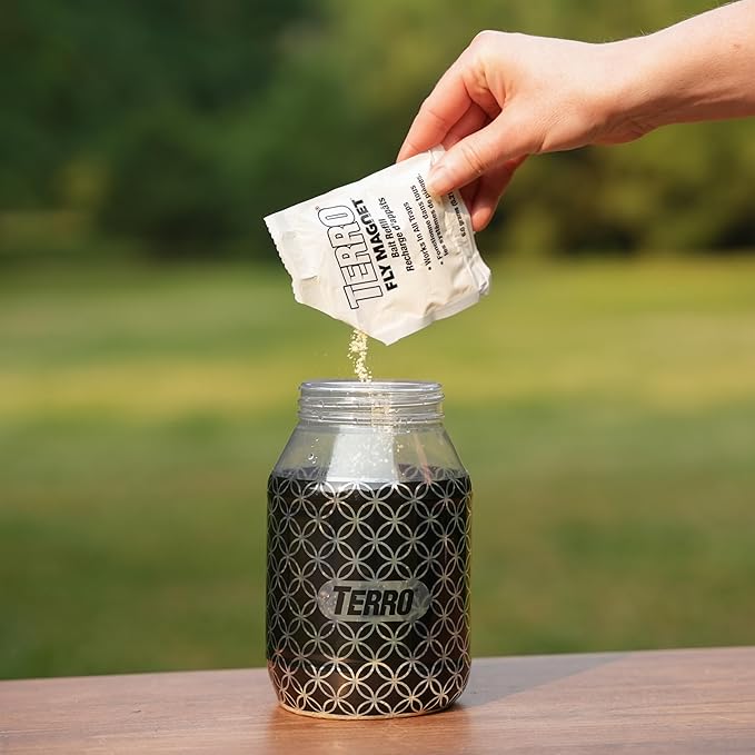 TERRO T380 Outdoor Reusable Fly Magnet Fly Trap - Poison Free Trap with Bait