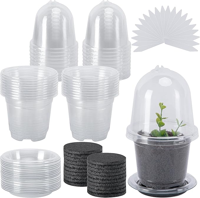 EBaokuup 20 Pack Self Watering Seed Starter Pot, 3 Inch Automatic Watering Plant Nursery Pots with Humidity Dome, Self Watering Nursery Pots for Potted Plants Seed Germination