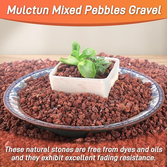 Mulctun 45Lb Horticultural Lava Rock - Succulent Soil Amendment, Decorative Cactus Soil Potting Mix, Volcanic Rock for Aquarium, Fairy Gardening Top Dressing Plant Drainage