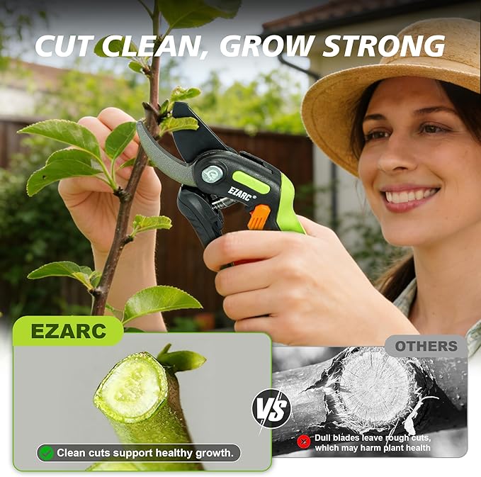 EZARC Garden Pruning Shears, Bypass Hand Pruner 1 Inch Cut Capacity, Garden Clippers Hand Tools for Cutting Flowers, Trimming Plants, Picking Fruits, 1 Pack