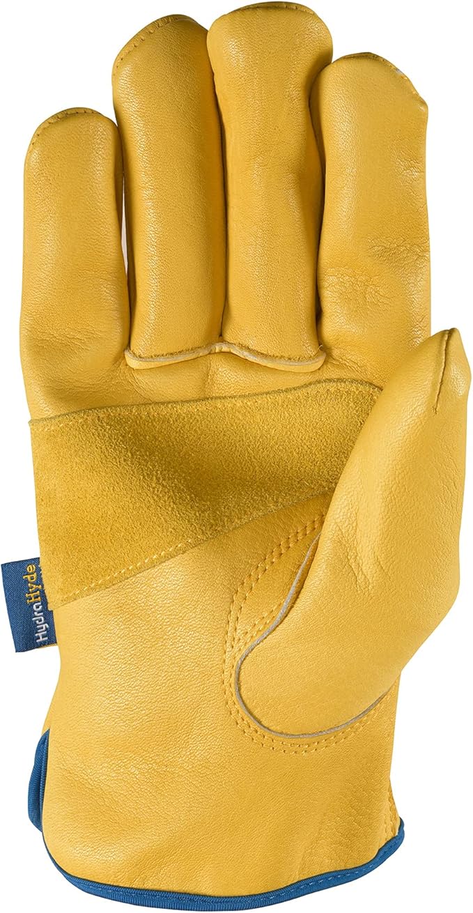Wells Lamont Men's Adjustable HydraHyde Leather Work Gloves – Water-Resistant, Breathable, Durable – Ideal for Gardening, Landscaping, Ranching – Heavy Duty Leather Work Gloves – Saddletan, XX-Large