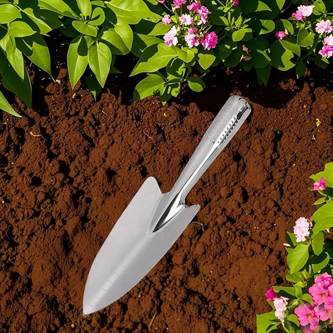 Garden Trowel- Stainless Steel Garden Shovel with Measurement Mark, Gardening Tools, Garden Shovel Hand Trowel, Gardening Hand Spade Tool for Planting, Transplanting, Weeding, Digging