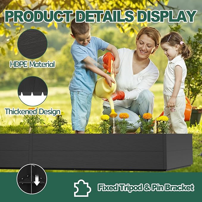 FONTOI Raised Garden Beds Outdoor, 4x4x1ft Divisible Elevated Planter Boxes Outdoor for Planting Plants Vegetables Flowers Herb Fruits, Planter Raised Beds for Gardening with Easy Assembly, Square