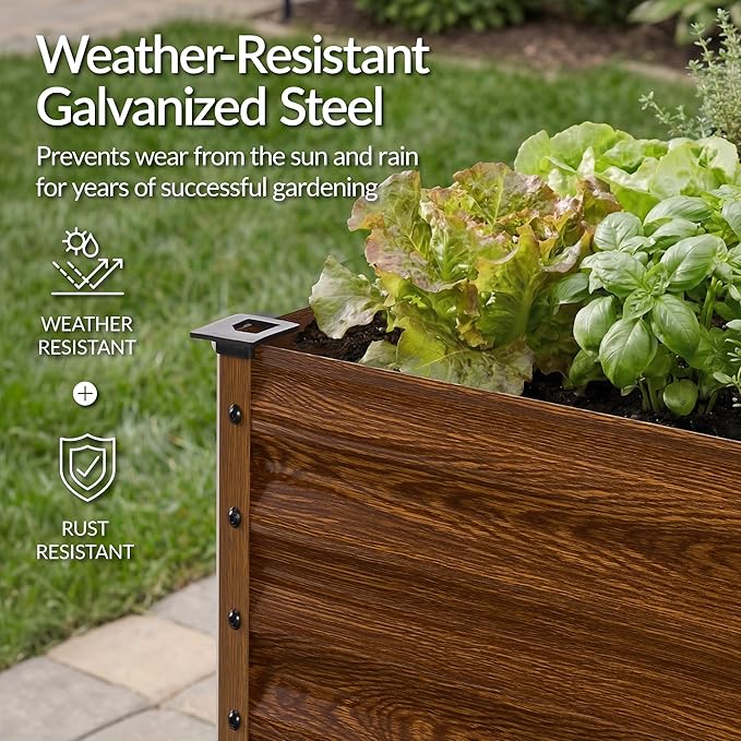 Best Choice Products 48x24x30in Galvanized Raised Garden Bed, Metal Elevated Planter Box, Vegetable Garden for Backyard, Patio, Balcony, 100% Non Toxic Materials - Wood Grain