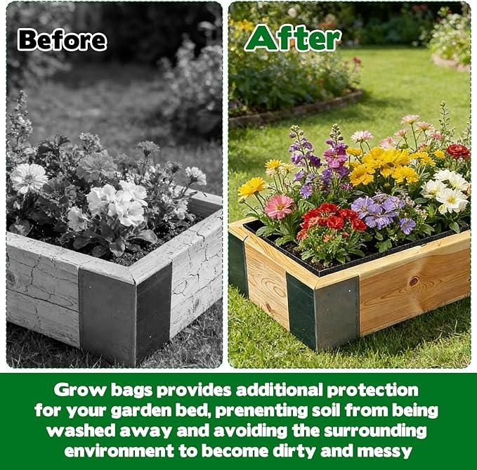 CIEOVO Raised Garden Bed Liner Thick Fabric Raised Garden Bed Breathable Drainage Rectangle Grow Bags with Handles Fabric Garden Bed for Outdoor Raised Garden Beds Holds Soil, 4 x 2 x 1ft