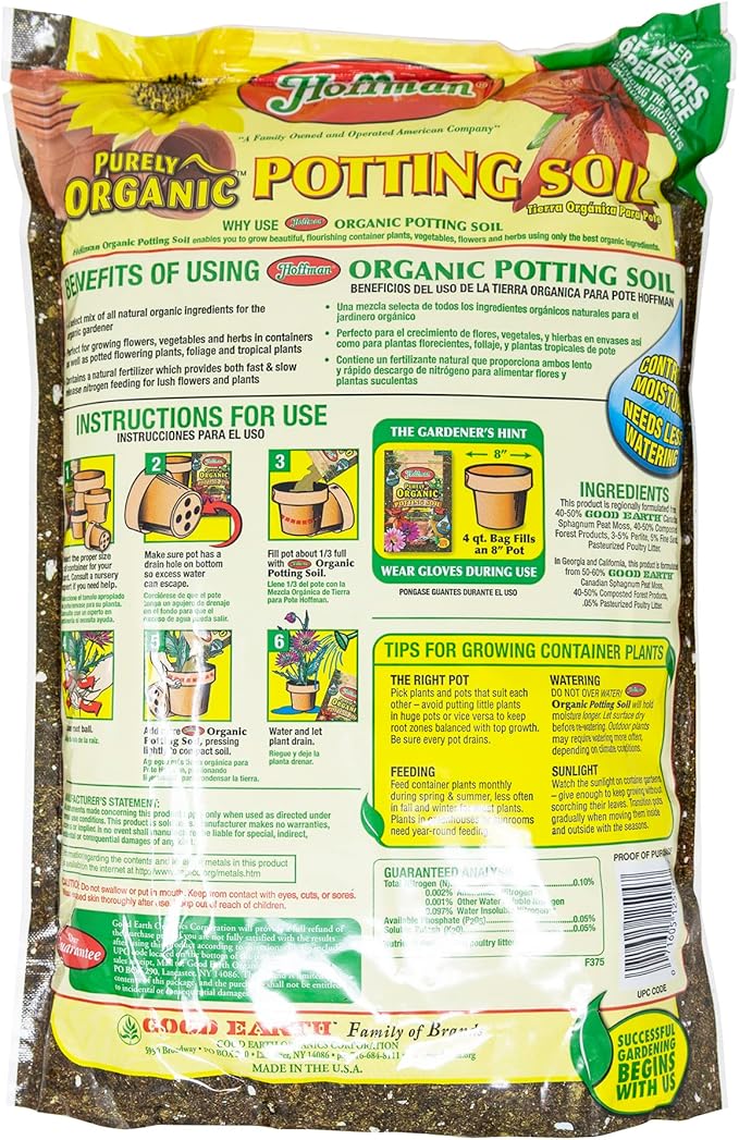 Hoffman 12504 Purely Organic Potting Mix Soil Conditioner, 4-Quart