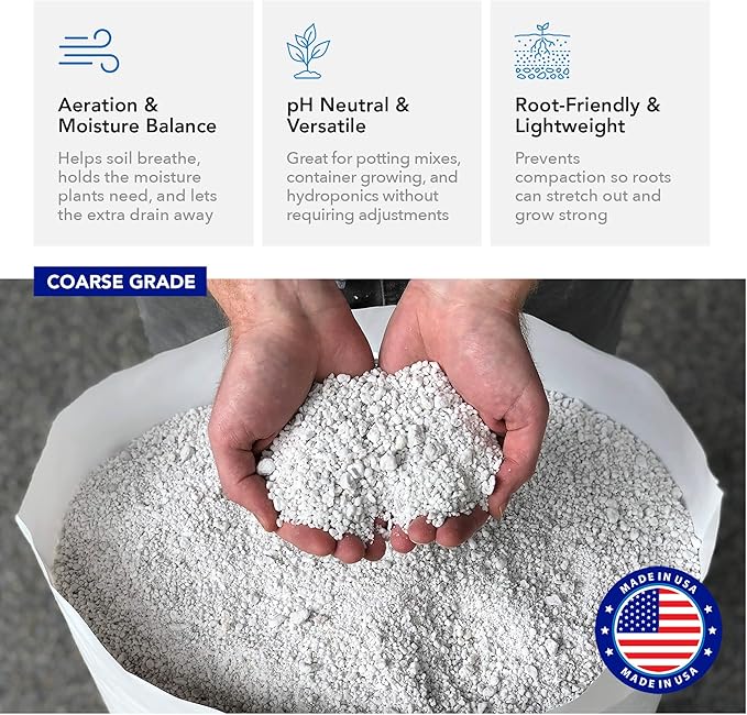 Supreme Perlite Coarse Horticultural Perlite for Potting Soil, Seed Starting, Propagation & Organic Gardening, 24 Quart Bag - Improves Drainage and Soil Aeration for Indoor or Outdoor Plant Use