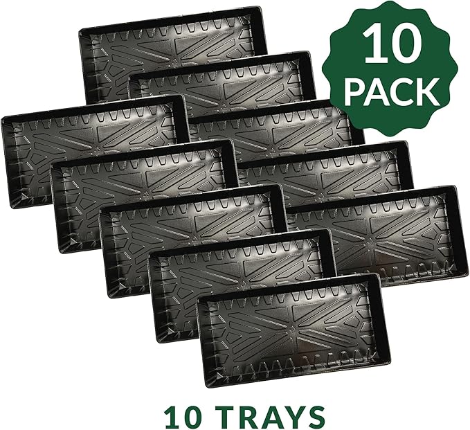 Jiffy Plant Germination Tray - Durable, Watertight, No-Hole, Lightweight - 10.75 x 21 in, 10-Pack - Plastic