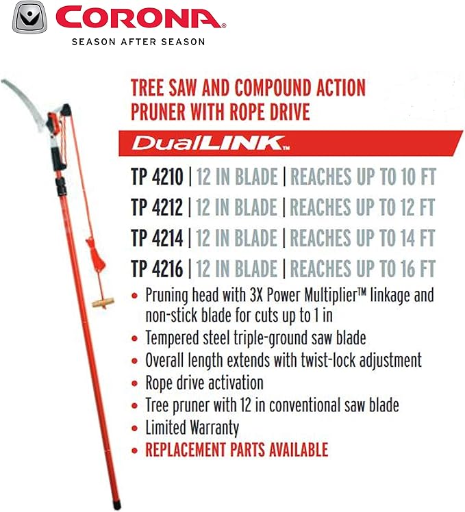 Corona TP 4214 DualLink Tree Saw 14 Ft, Red, Silver
