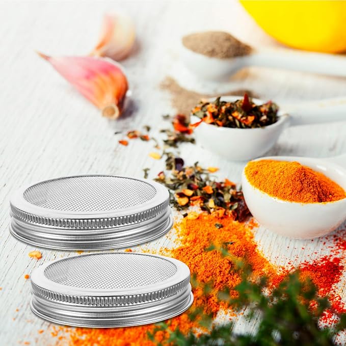 FRCOLOR 4pcs Stainless Steel Sprouter Jar Lids 70mm Mesh Strainer Covers for Wide Mouth Mason Jars Bean Sprout Growing Kit Seed Sprouting Canning Accessory