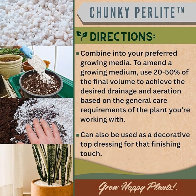 Sol Soils Chunky Perlite for Plants - Lightweight, All-Natural Volcanic Glass Soil Amendment to Improve Drainage & Aeration – 1 Quart