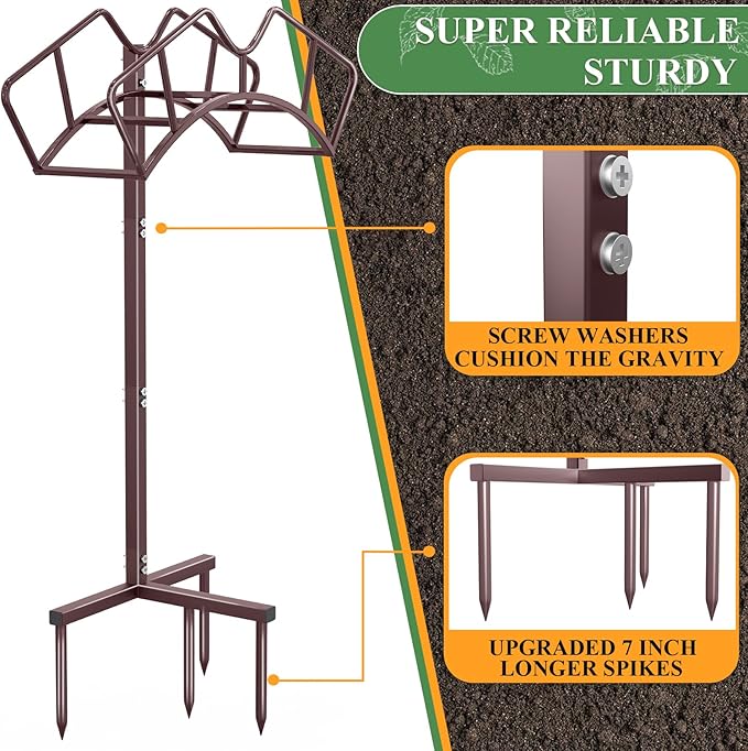 Super Stable Garden Hose Holder, Detachable Water Hose Holders, Hose Storage Stand Holds 150-Feet Hose, Free Standing Water Hose Holders for Outside Yard Lawn (Bronze)