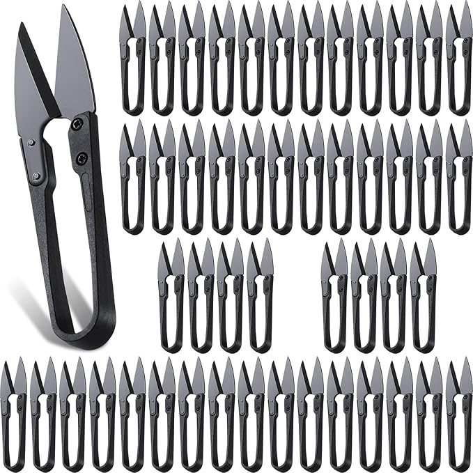 Therwen 48 Pieces Bonsai Pruning Scissors 4 Inch Sewing Scissors Bulk Leaves Trimmer Small Pruner Shears Bud U Shaped Garden Shears for Gardening Plants Flower Bonsai Trimming
