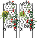 AMAGABELI GARDEN & HOME 2 Pack 60" x 18" Garden Trellis for Climbing Plants Outdoor Metal Rustproof Roses Trellis Potted Vines Vegetables Flowers Wire Lattices for Ivy Cucumbers Clematis Black