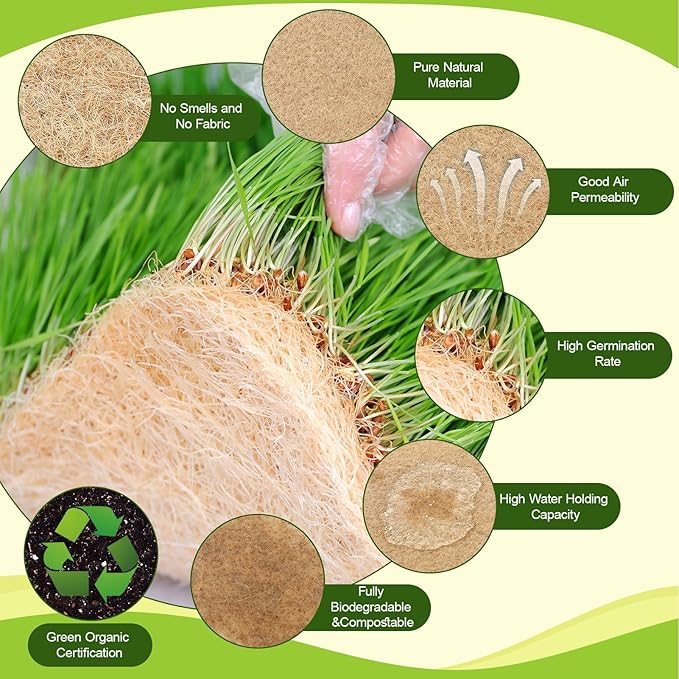 1Roll 10" X 197" Hydroponic Grow Pads, Jute Seed Sprouting Mat, Microgreens Growing Kit, Indoor Organic Production for Wheatgrass Sprouts Starter Tray (10" X 197")