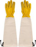 Kings County Tools Long Garden Gloves for Men and Women - Breathable Canvas and Thorn Proof Leather Gardening Gloves with Arm Guard Gauntlet for Pruning Planting Rose Cactus or Blackberry (Large)