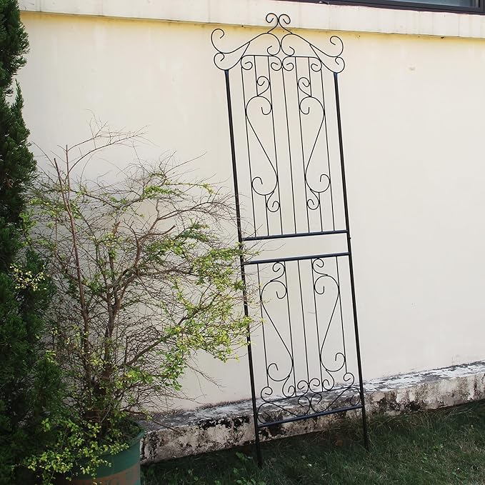 1 Pack Trellis for Climbing Plants 82.7" H x 26.7" W Tall Garden Trellis Wrought Iron Heavy Scroll Metal Decoration Lawn Patio for Rose Clematis Ivy Weather Resistant
