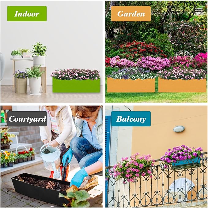 Square Grow Bags, Garden Fabric Planter Container with Handles Bed Flower Vegetables Pots 1MM Thickness Economic Colorful (A-Mixed 6colors,15.75x11.81x7.87 Rectang)