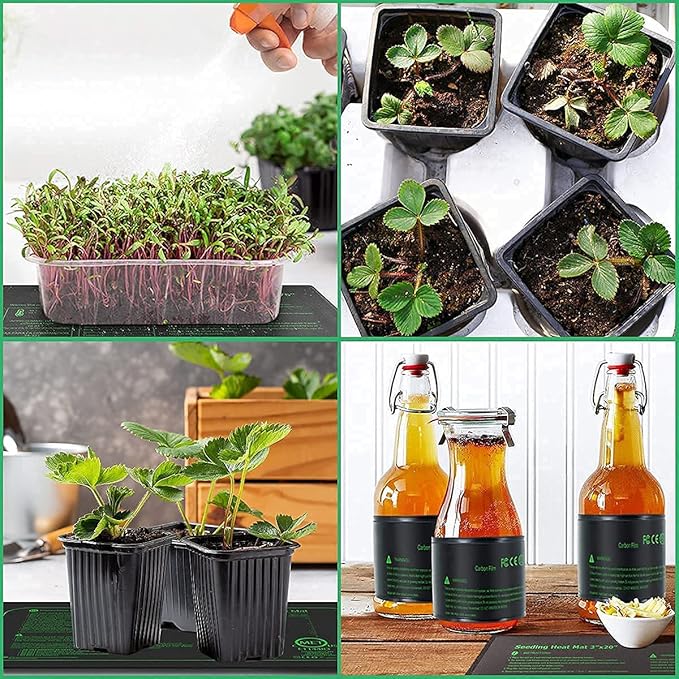 2 Pack 21W Seedling Heat Mat for Seed Starting,10" x 20.75" Waterproof Heating Pad for Indoor Plants Germination