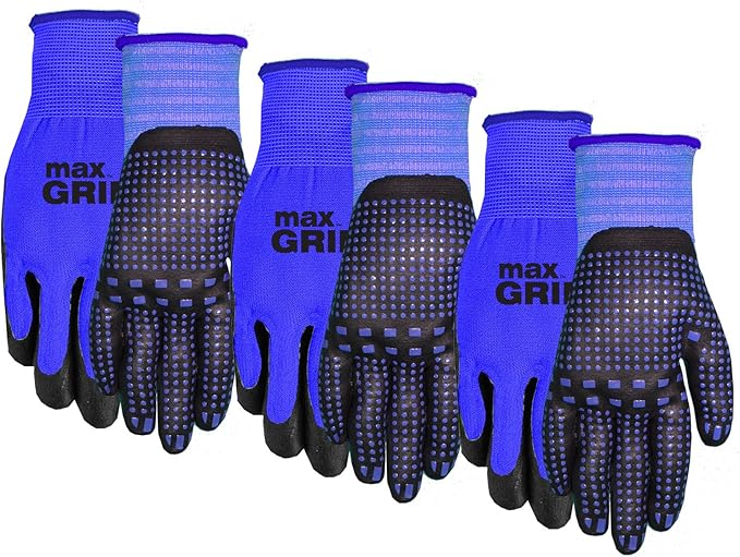 MidWest Gloves & Gear 94BLP03-LX-AZ-6 Max Grip Packs, 3 Pair, Mens Blue, L-XL
