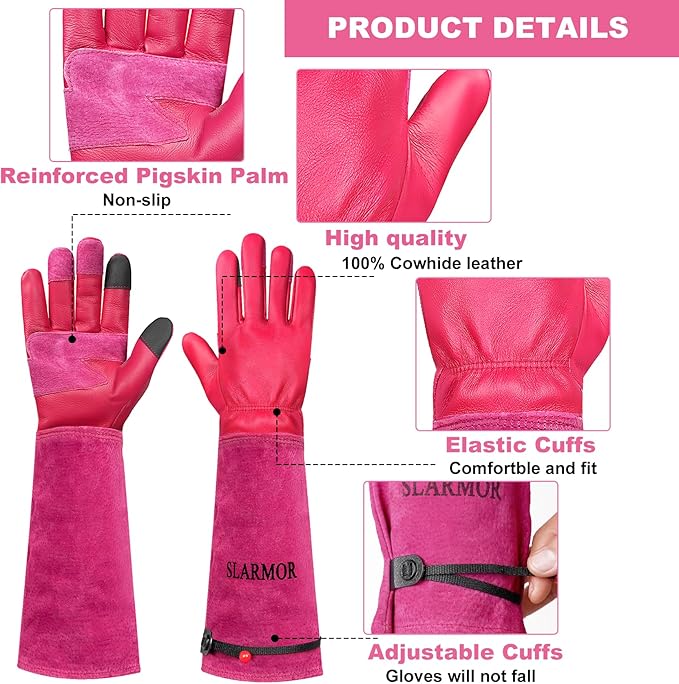 Long Gardening-Gloves Women/Men-Thorn proof Rose Pruning Heavy Duty Gauntlet, Best Garden Gifts for Gardener-L