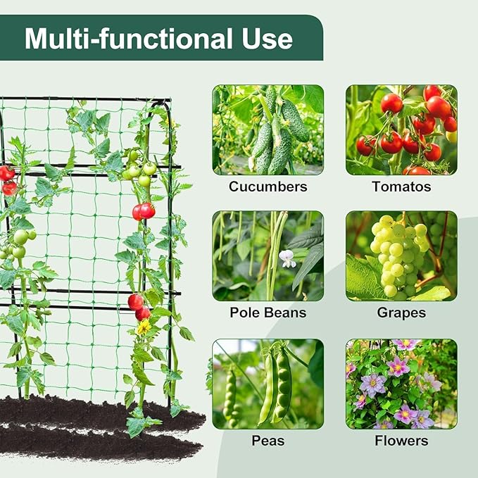 FOLLOOK Garden Cucumber Trellis for Climbing Plants Outdoor, 65 x 48 inch U-Shaped Garden Arch Trellis, Pea Tomato Cucumber for Raised Bed, 120x160-BLK