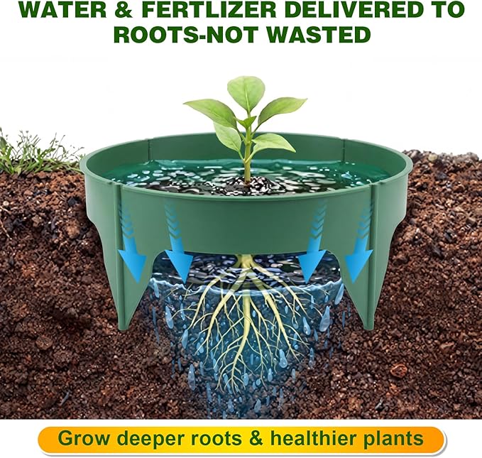 80 Pcs Planting Grow Rings, Diameter Range 8.2-15.7 Inches, Adjustable Interlocking Plant Support Rings with Mallet, Reusable Tree Watering Ring for Garden Root Irrigation (Green)